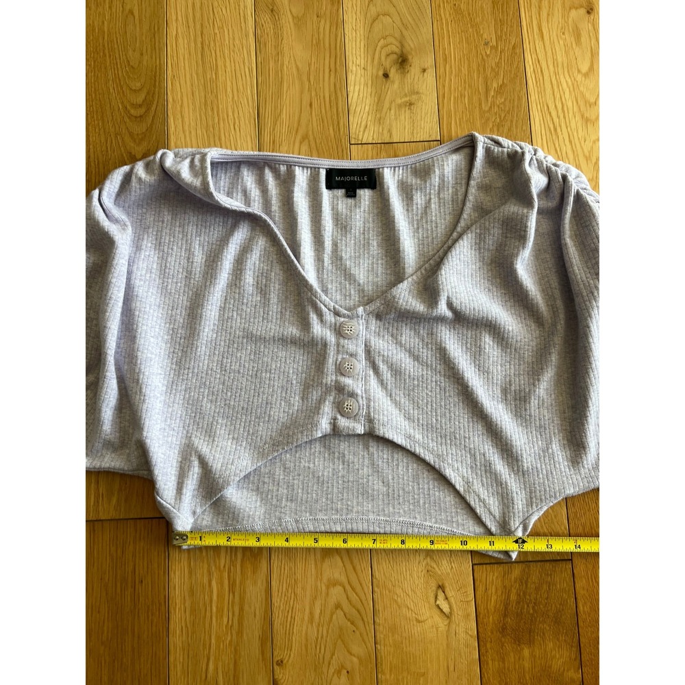Majorelle Priscilla Cropped Top Ribbed Ruched Long Sleeves Dusty Lilac Womens S - Picture 6 of 8